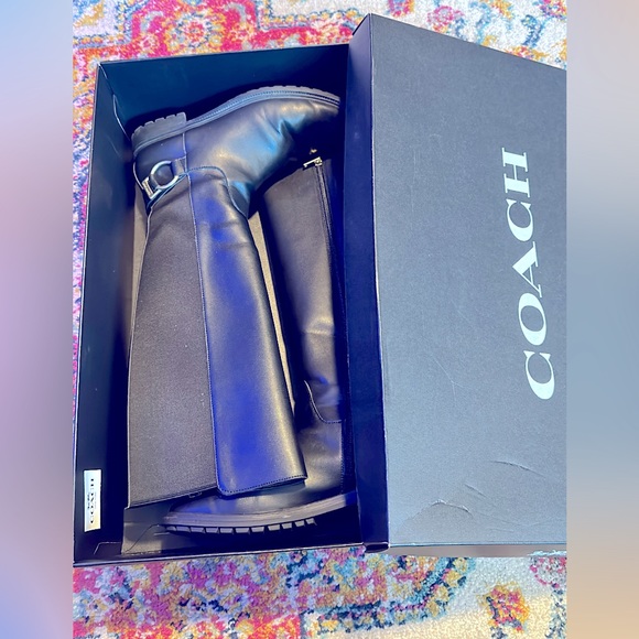 Black tall coach boots. - Picture 1 of 16